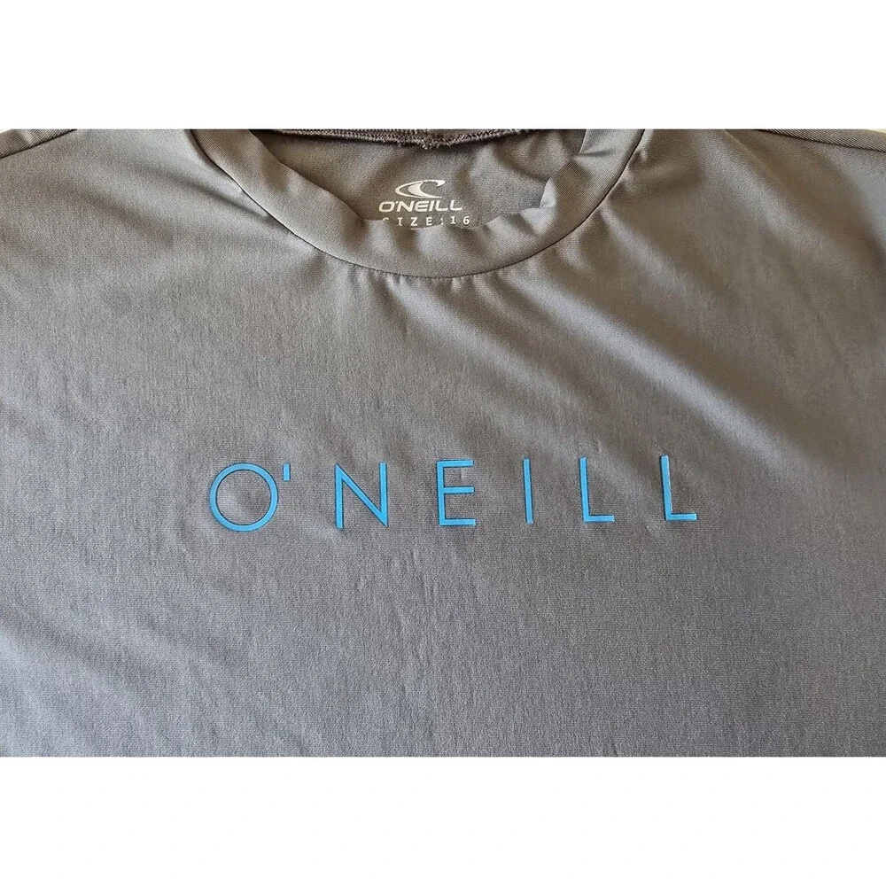 O'Neill Rash Guard Sun Surf Shirt Youth 16 Gray UPF 50+ Slim Fit Coastal Beach